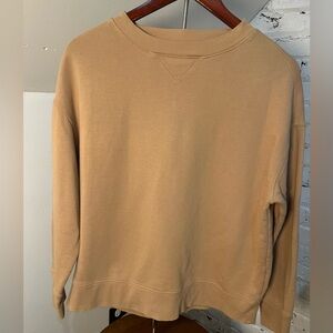 VINCE Crewneck Sweatshirt 100% Cotton Tan Small Oversized Fit Minimalist